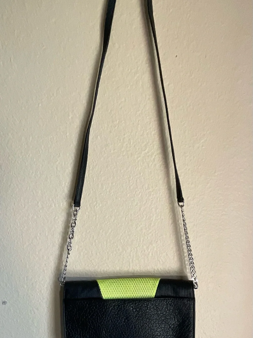 Milly Black and Neon Yellow Crossbody Bag - Sleek Lightweight Shoulder Bag